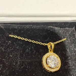Radiant Gold Halo Pendant Necklace